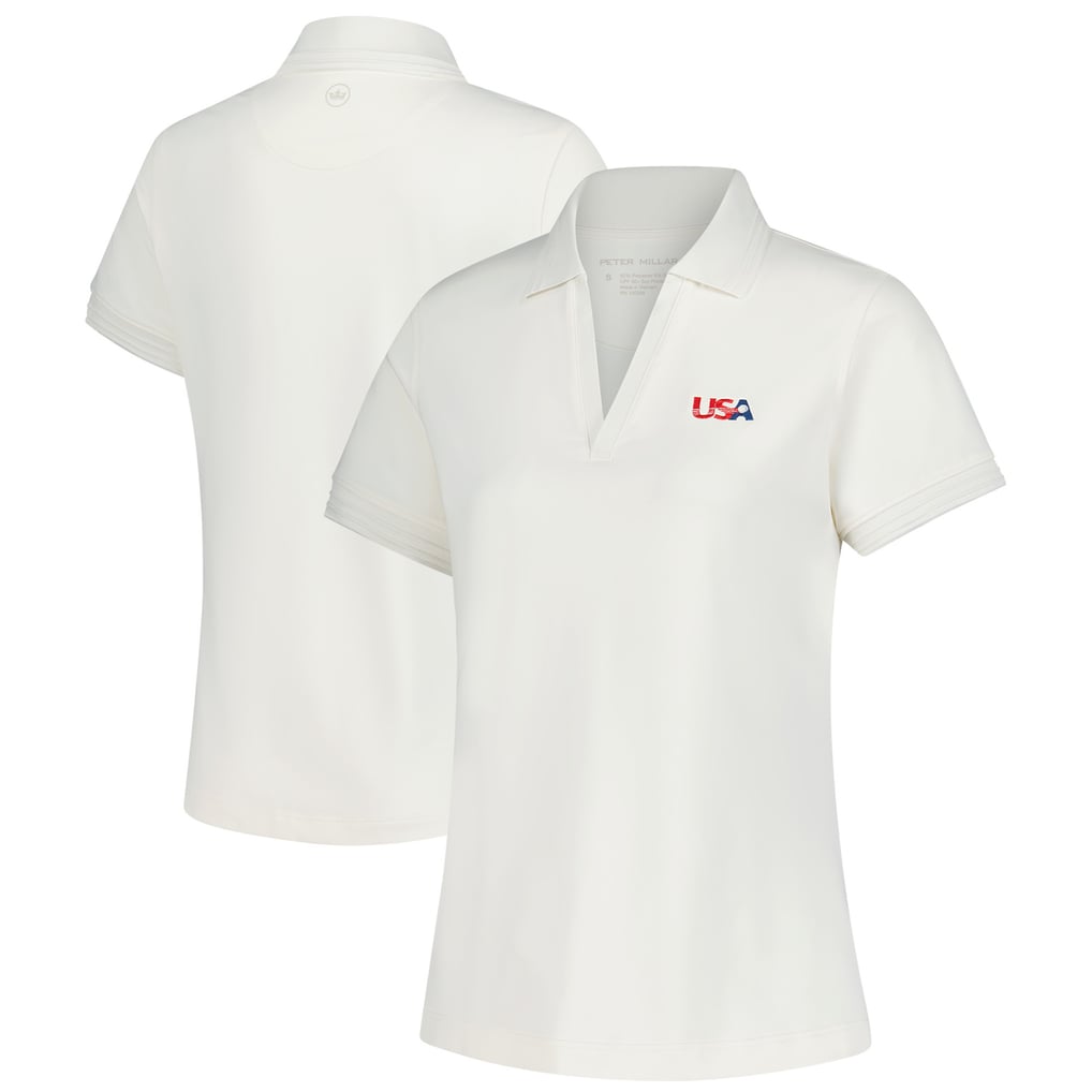 Women's U.S. National Development Program Peter Millar Cream Betty Drop V-Neck Polo