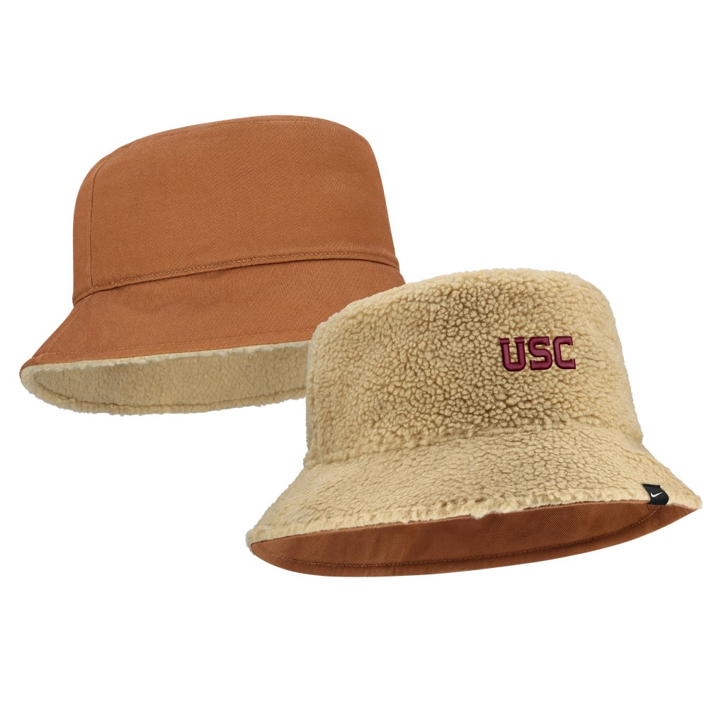  USC Trojans Nike Unisex Campus Prep Script Reversible Bucket Hat - Beige/Tan