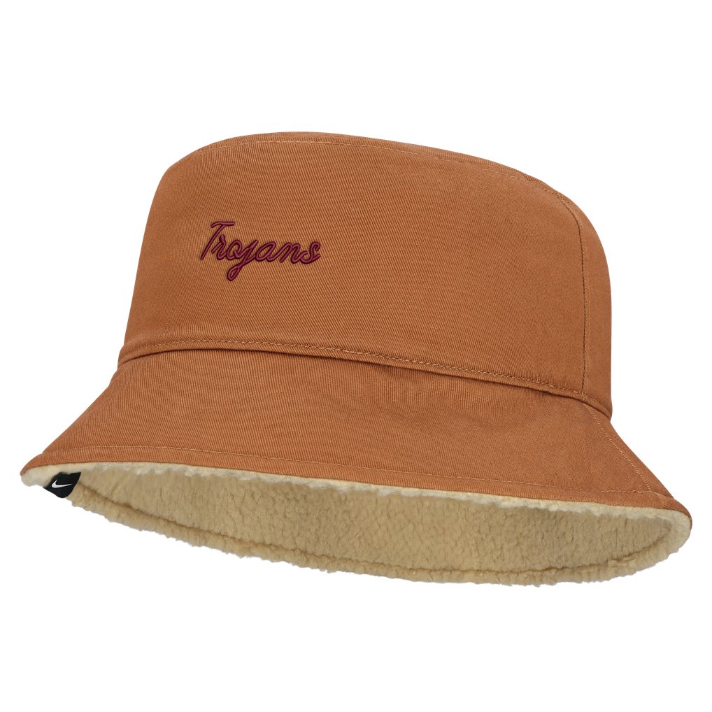  USC Trojans Nike Unisex Campus Prep Script Reversible Bucket Hat - Beige/Tan