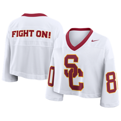 USC Trojans Nike Women's Oversized Logo Cropped Fashion Jersey - White
