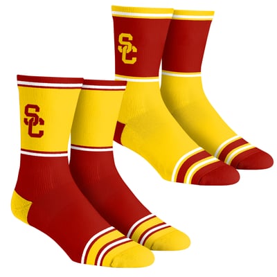  USC Trojans Rock Em Socks Youth 2-Pack Color Block Crew Socks Set