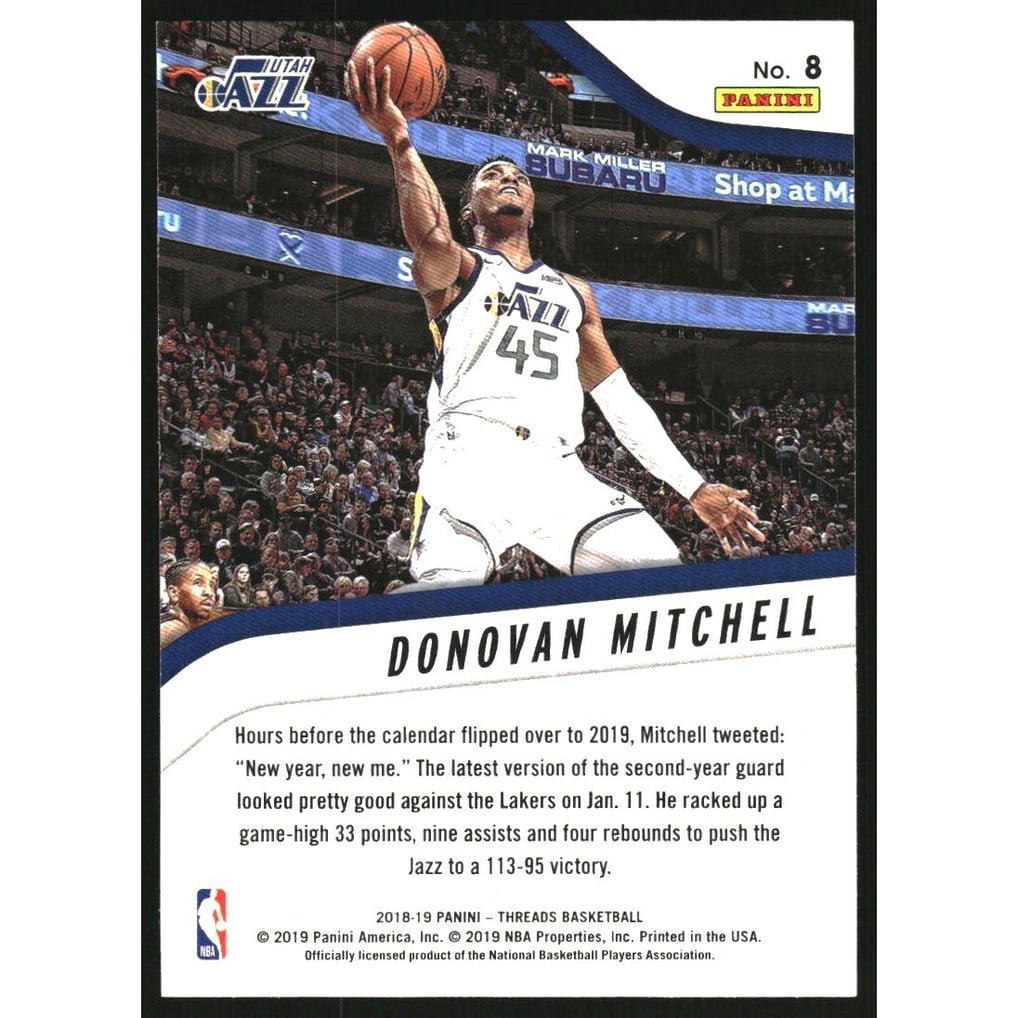 2018-19 Panini Threads High Octane #8 Donovan Mitchell