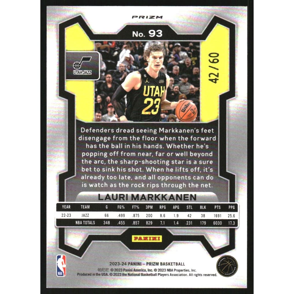 2023-24 Panini Prizm Prizms Orange Wave #93 Lauri Markkanen
