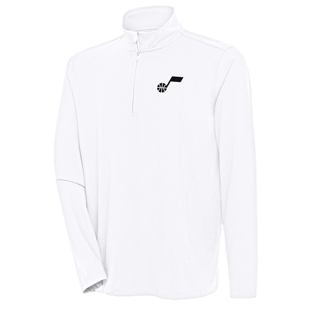  Utah Jazz Antigua Hunk Quarter-Zip Pullover Top - White
