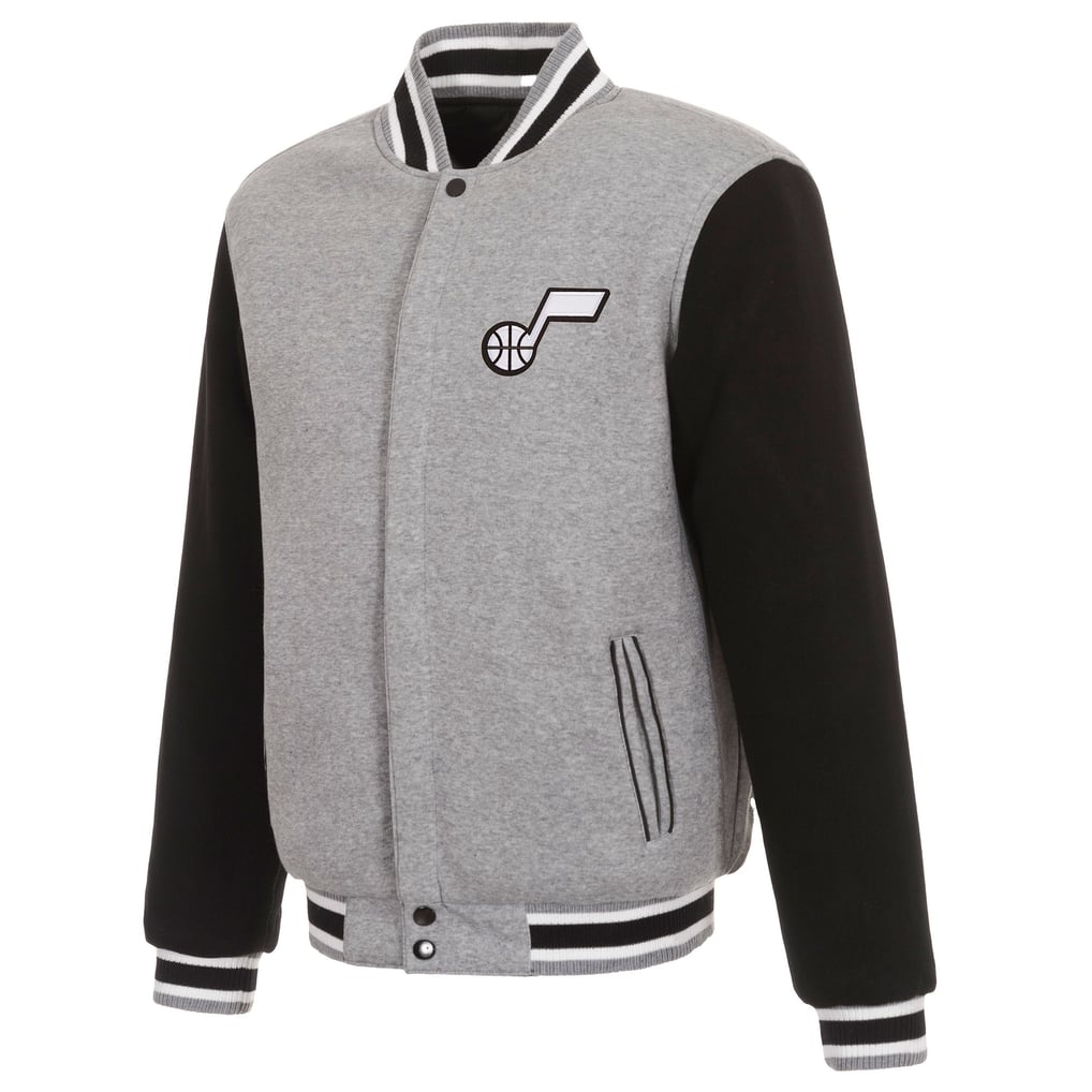 Utah Jazz JH Design Two-Tone Reversible Fleece Full-Snap Jacket - Gray/Black