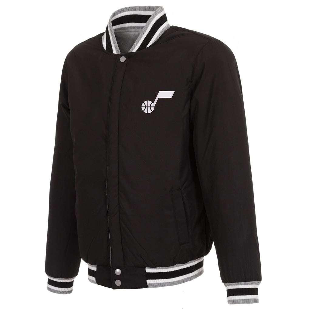 Utah Jazz JH Design Two-Tone Reversible Fleece Full-Snap Jacket - Gray/Black