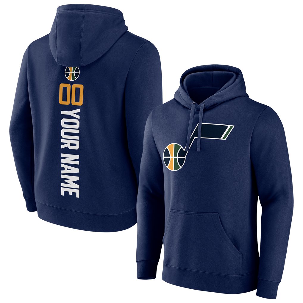 Utah Jazz Playmaker Personalized Name & Number Pullover Hoodie - Navy