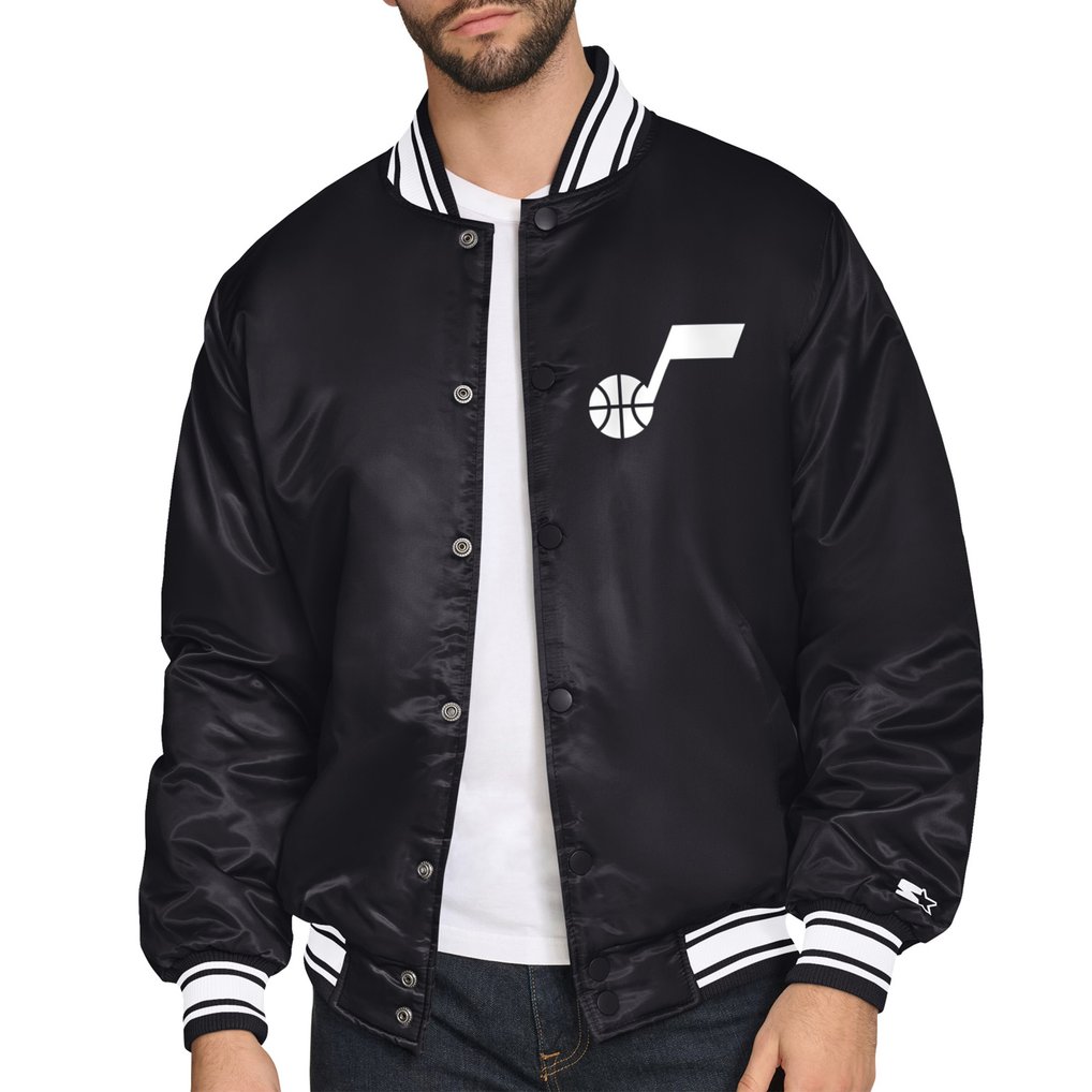  Utah Jazz Starter Triangle Full-Snap Varsity Jacket - Black