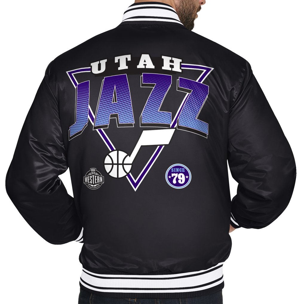  Utah Jazz Starter Triangle Full-Snap Varsity Jacket - Black