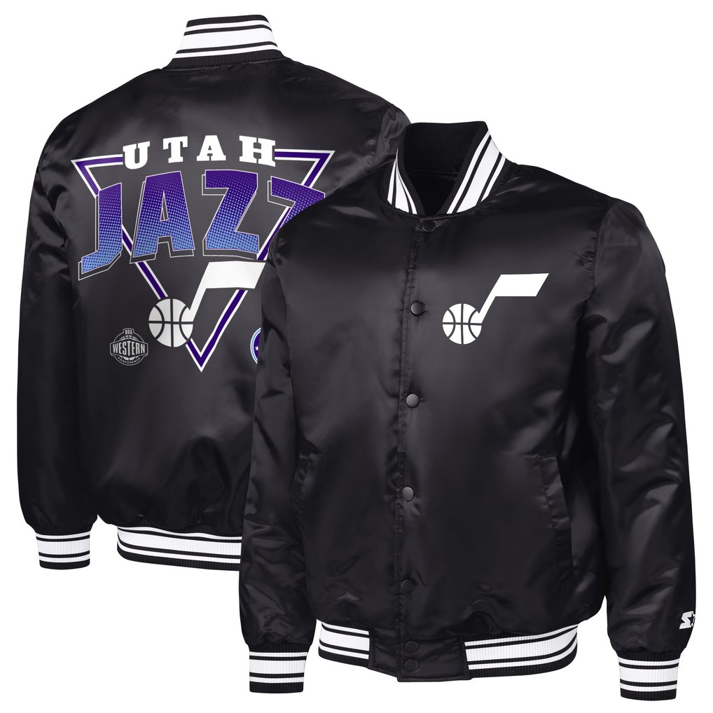  Utah Jazz Starter Triangle Full-Snap Varsity Jacket - Black