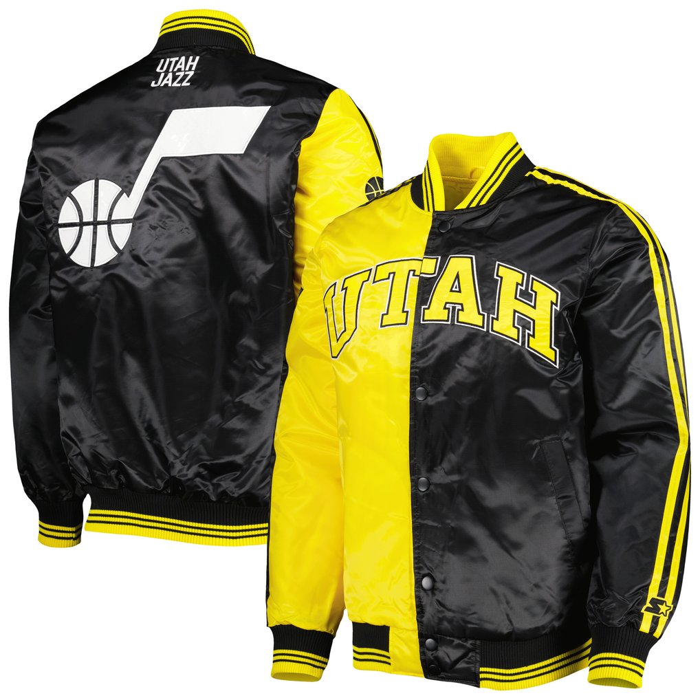Utah Jazz Starter Fast Break Satin Full-Snap Jacket - Gold/Black