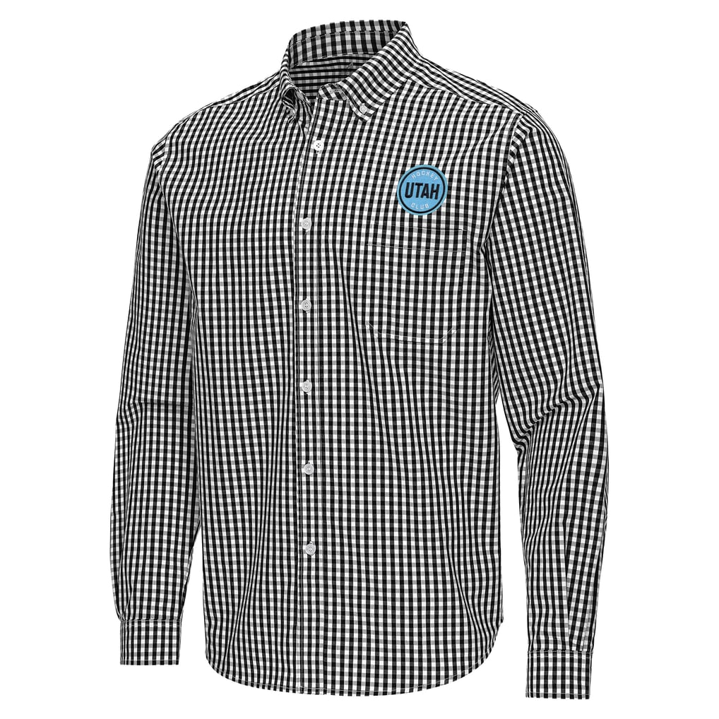 Utah Mammoth Antigua Ellis Tri-Blend Long Sleeve Button-Down Shirt - Black