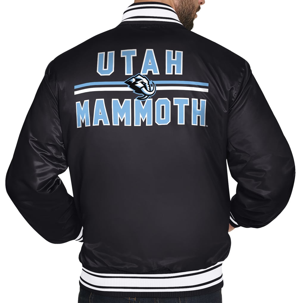  Utah Mammoth Starter Primary Logo Full-Snap Satin Varsity Jacket - Black