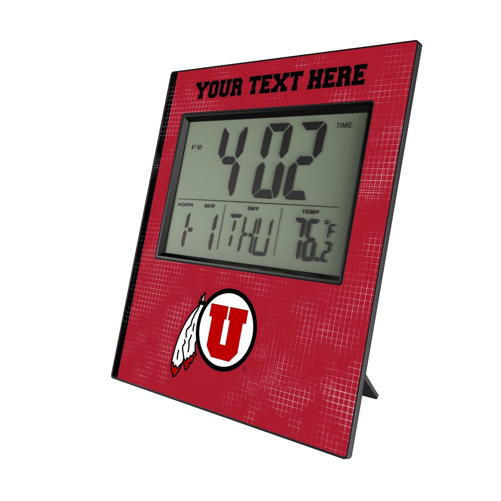 Utah Utes Keyscaper Cross Hatch Personalized Digital Desk Clock