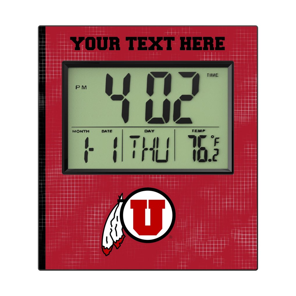 Utah Utes Keyscaper Cross Hatch Personalized Digital Desk Clock