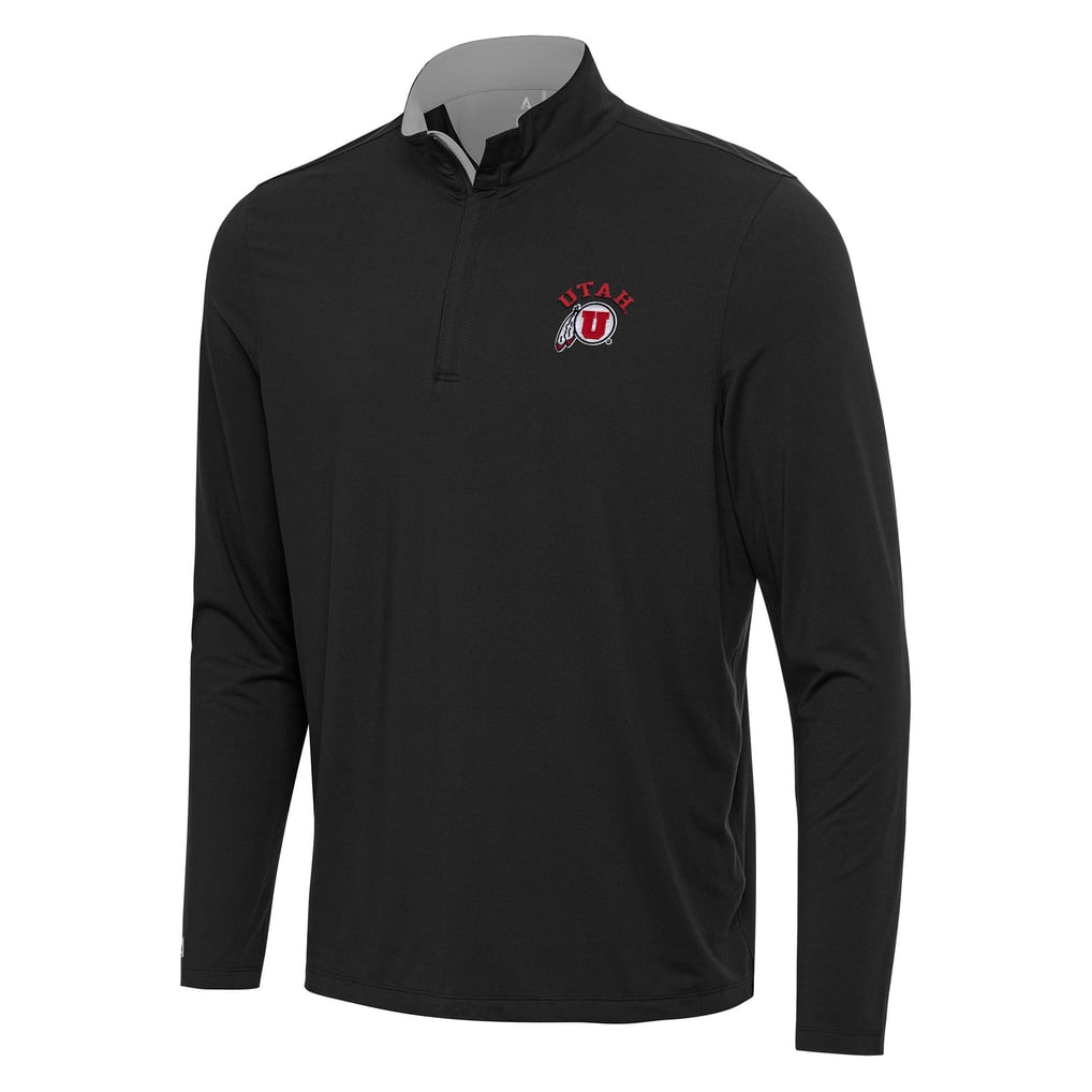 Utah Utes Antigua Content Quarter-Zip Pullover Top - Black/Gray