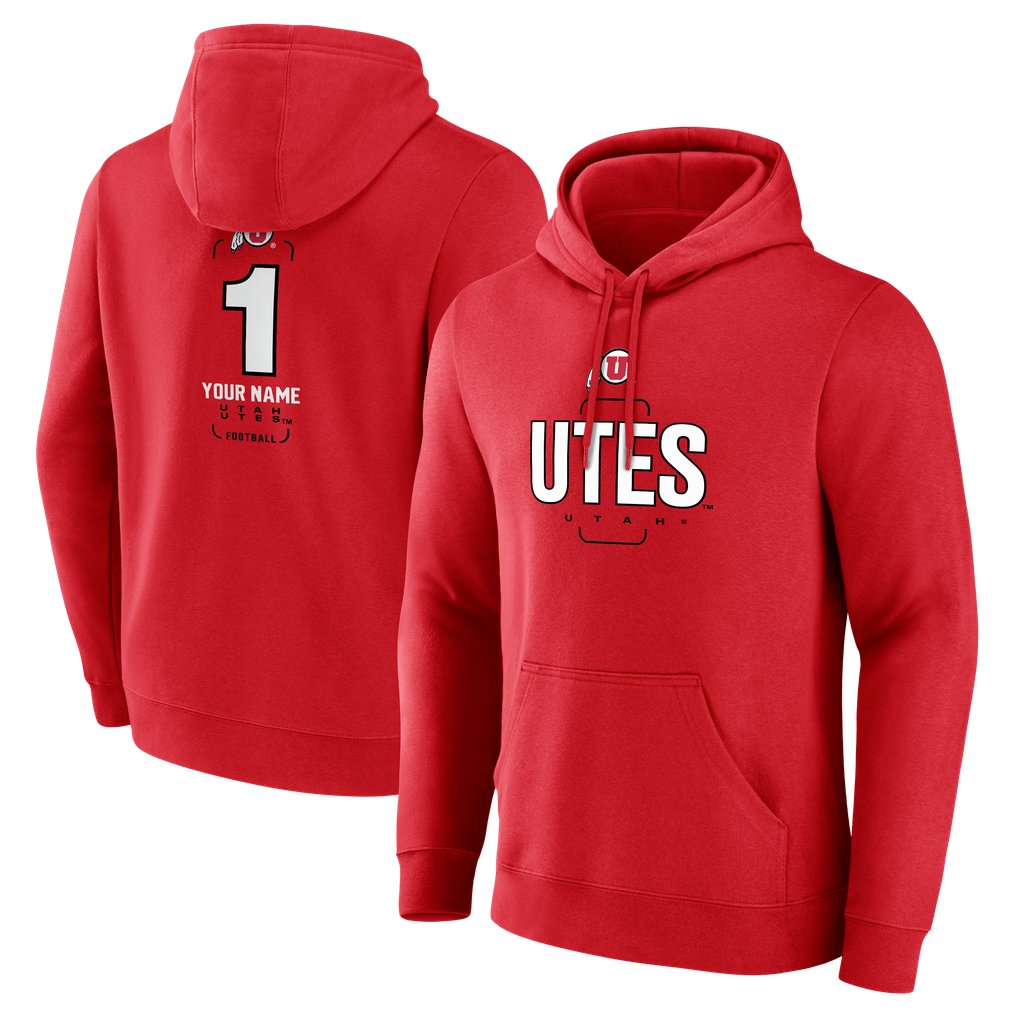 Utah Utes Personalized Any Name Midfielder Pullover Hoodie - Red