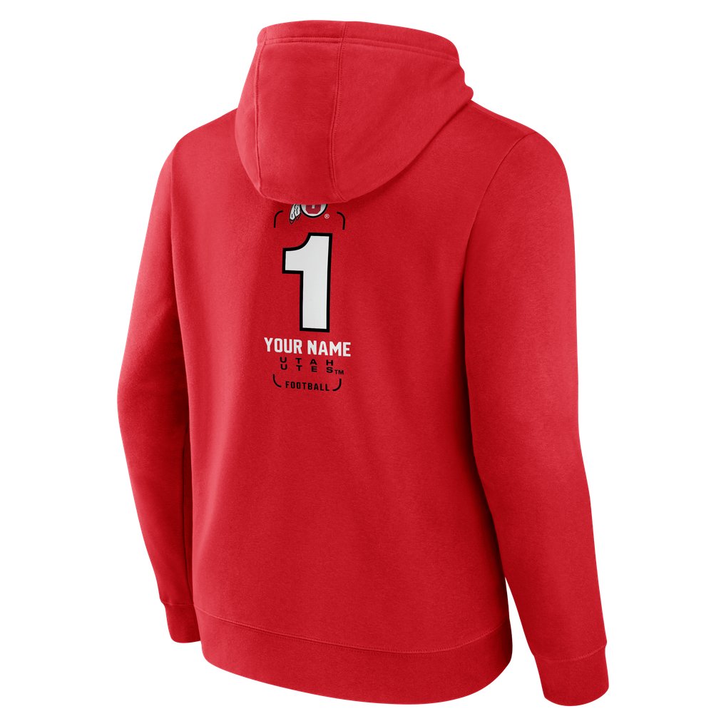 Utah Utes Personalized Any Name Midfielder Pullover Hoodie - Red