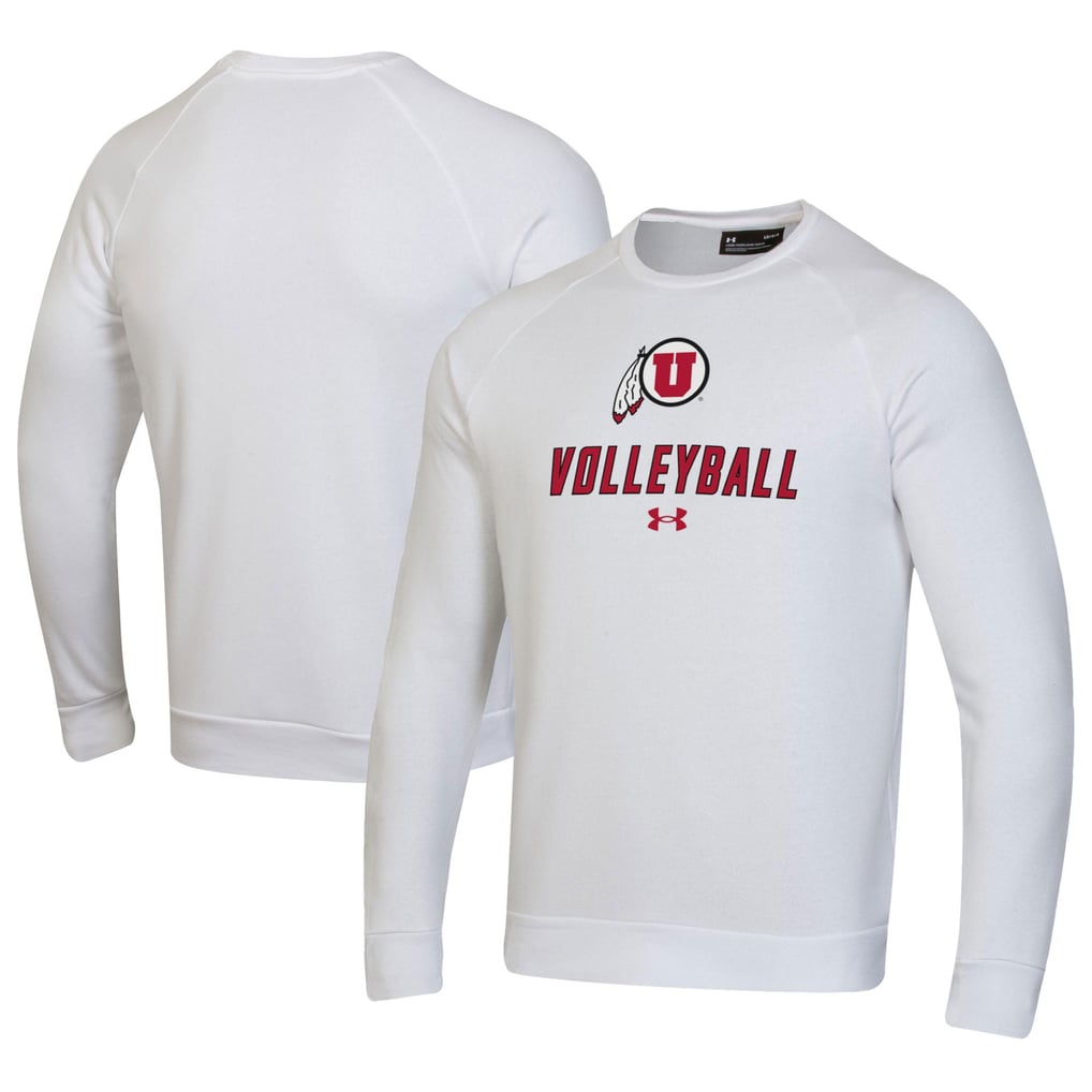 Utah Utes Under Armour Volleyball Rival Fleece Raglan Pullover Sweatshirt - White