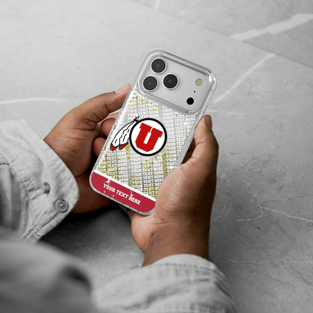 Utah Utes iPhone Endzone Personalized Glitter Case