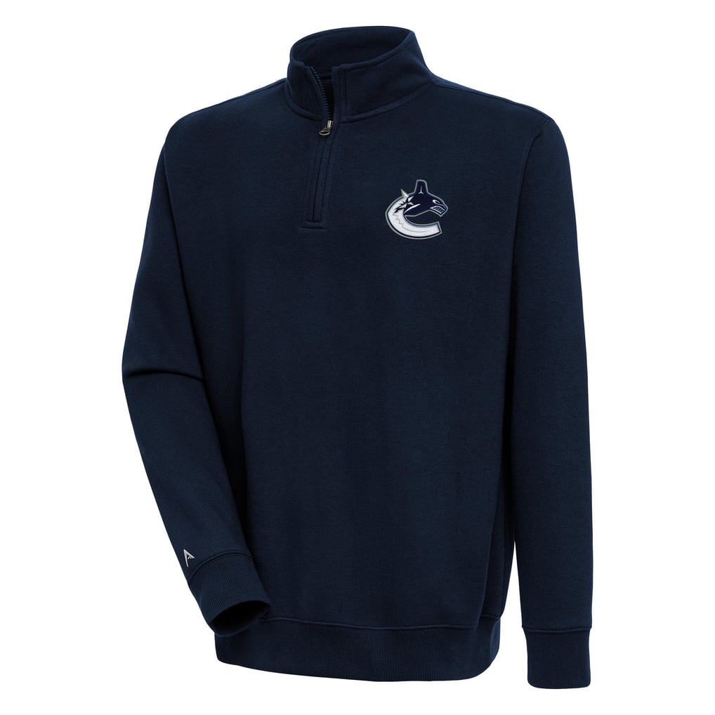  Vancouver Canucks Antigua Victory Quarter-Zip Pullover Top - Navy