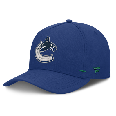 Vancouver Canucks Fanatics Authentic Pro Rink Bar Tacks A-Frame Adjustable Hat - Blue