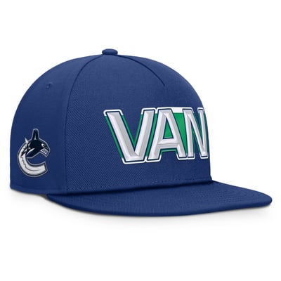 Vancouver Canucks Fanatics Authentic Pro Rink Team Code Snapback Hat - Blue