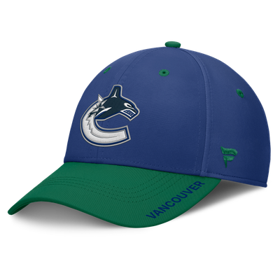 Vancouver Canucks Fanatics Authentic Pro Rink Stretch Hat - Blue/Green