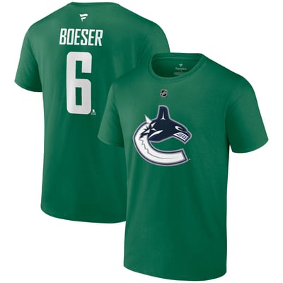 Brock Boeser Vancouver Canucks Fanatics Authentic Stack Name & Number T-Shirt - Green