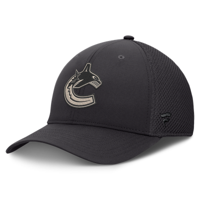 Vancouver Canucks Fanatics Road Meshback Stretch Hat - Charcoal