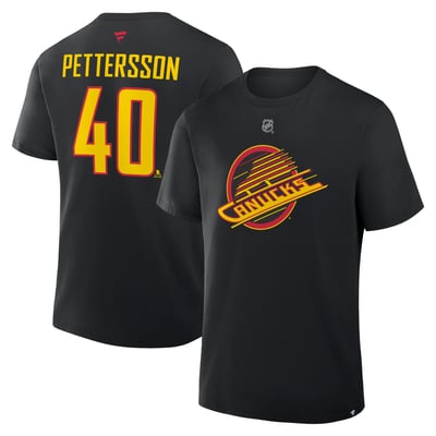 Elias Pettersson Vancouver Canucks Fanatics Authentic Stack Name & Number T-Shirt - Black