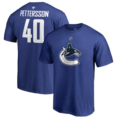 Elias Pettersson Vancouver Canucks Fanatics Authentic Stack Player Name & Number T-Shirt - Blue