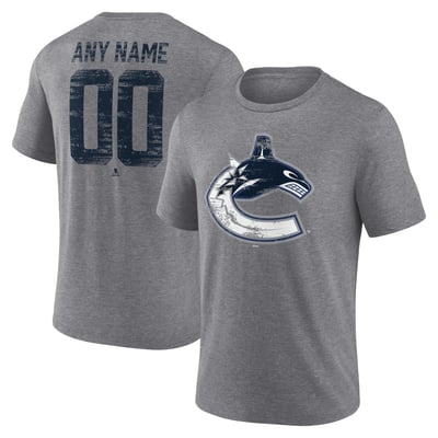 Vancouver Canucks Heritage Custom Tri-Blend T-Shirt - Gray