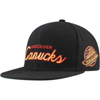 Vancouver Canucks Mitchell & Ness Core Team Script 2.0 Snapback Hat - Black