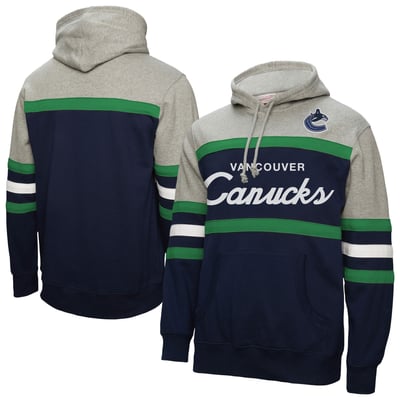 Vancouver Canucks Mitchell & Ness Head Coach Pullover Hoodie - Navy/Gray