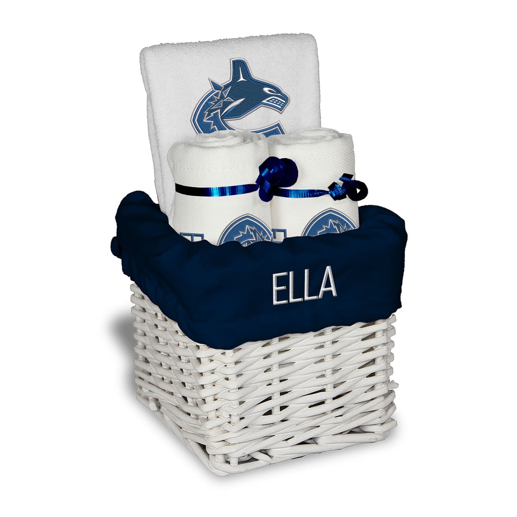 Vancouver Canucks Personalized Small Gift Basket - White