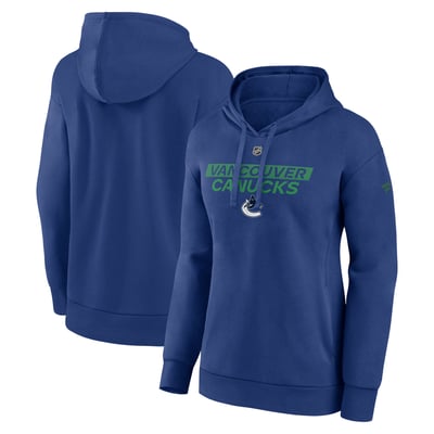  Vancouver Canucks Fanatics Women's Authentic Pro Core Primary Fleece Pullover Hoodie - Blue