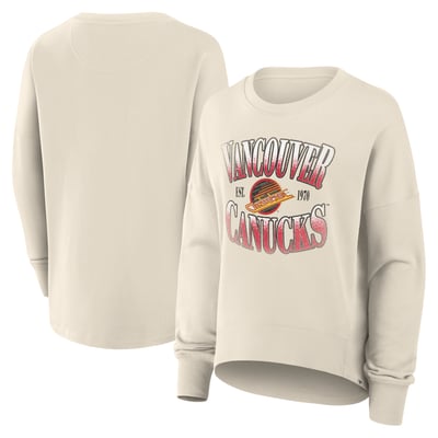 Vancouver Canucks Fanatics Women's Oversized Vintage Slice Pullover Sweatshirt - Cream