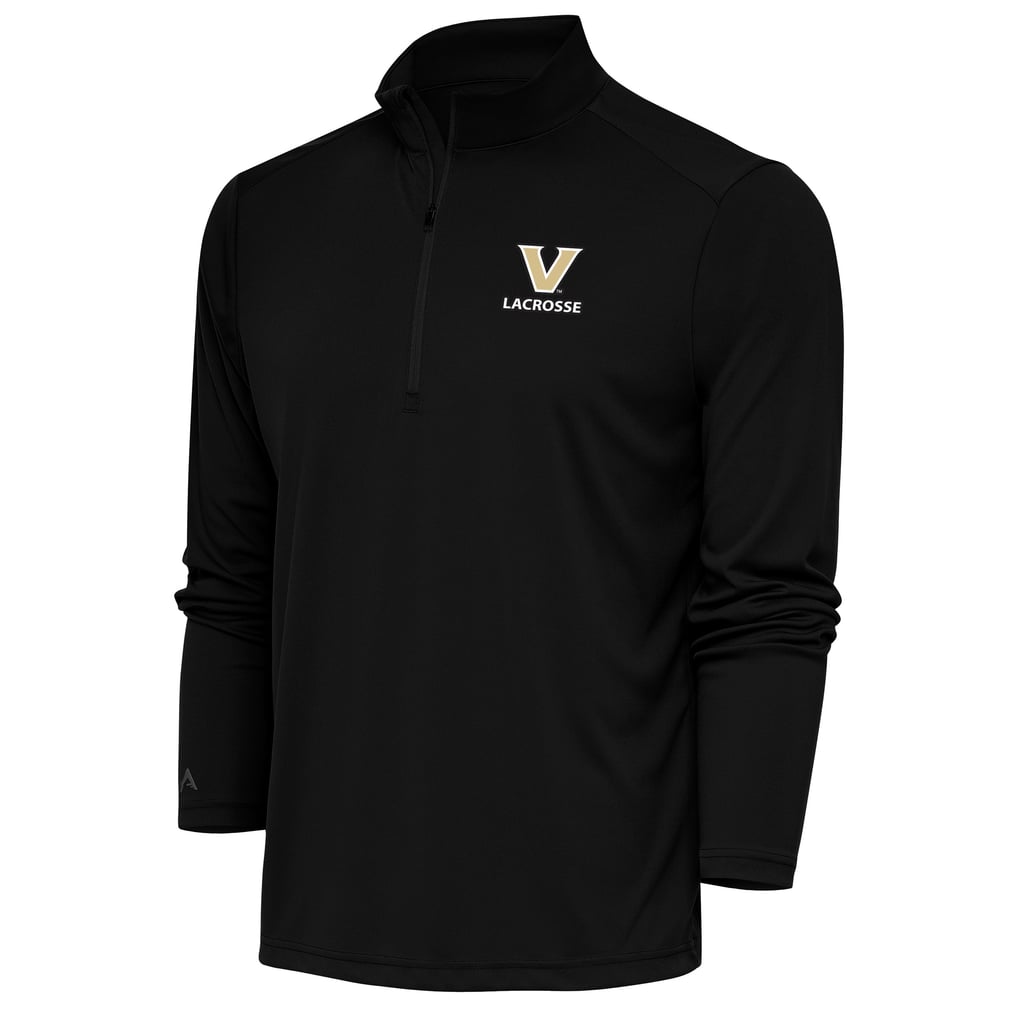  Vanderbilt Commodores Antigua Lacrosse Tribute Quarter-Zip Pullover Top - Black
