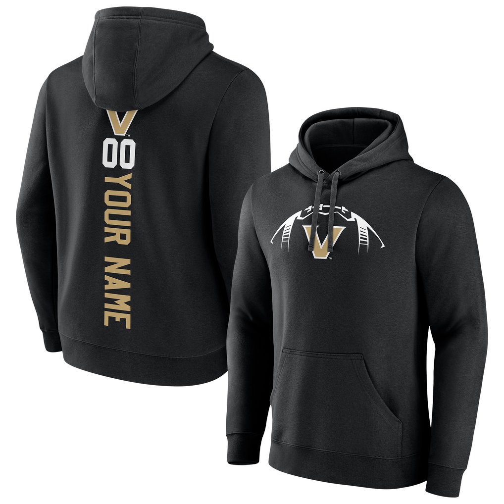 Vanderbilt Commodores Playmaker Football Personalized Name & Number Pullover Hoodie - Black