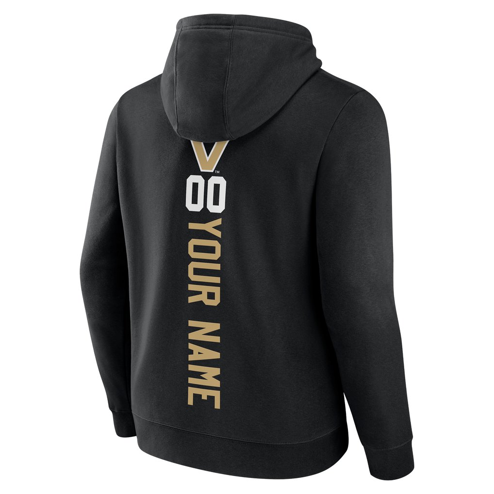 Vanderbilt Commodores Playmaker Football Personalized Name & Number Pullover Hoodie - Black