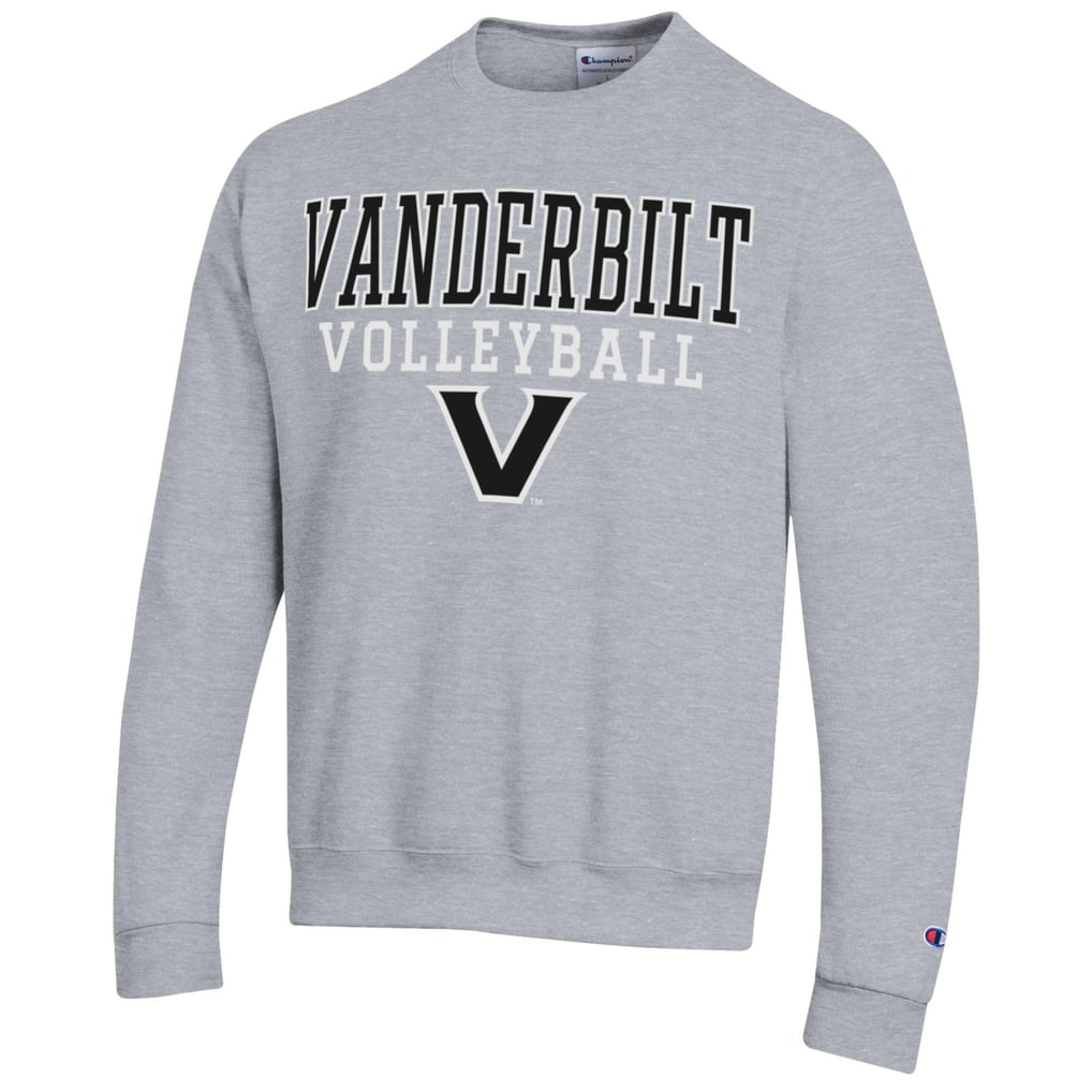  Vanderbilt Commodores Champion Stacked Logo Volleyball Eco Powerblend Pullover Sweatshirt - Gray