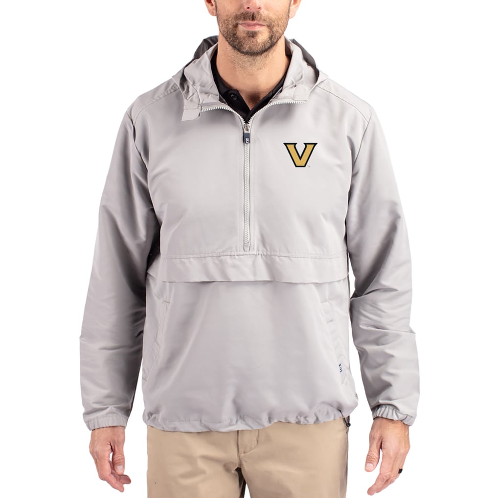Vanderbilt Commodores Cutter & Buck Charter Eco Recycled Half-Zip Anorak Jacket - Gray