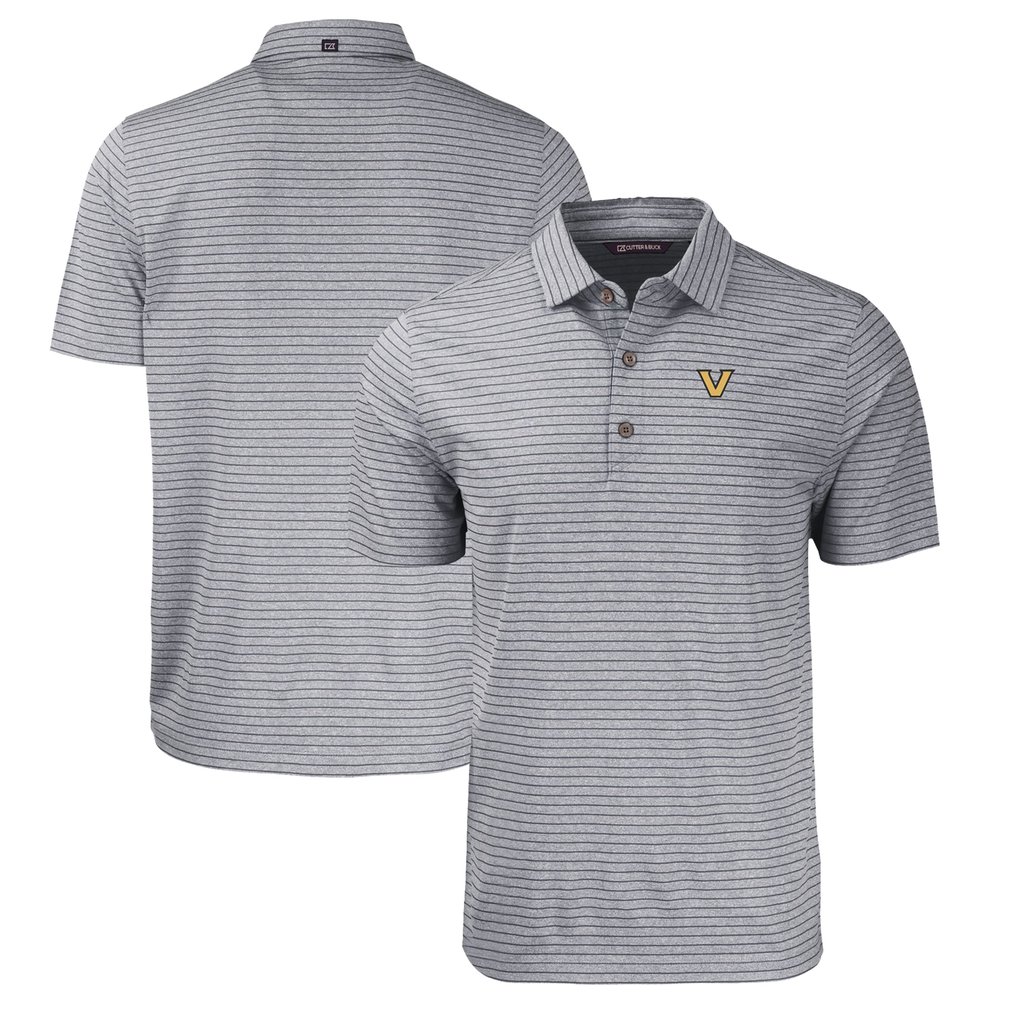  Vanderbilt Commodores Cutter & Buck Forge Eco Heathered Stripe Stretch Recycled Polo - Heather Black