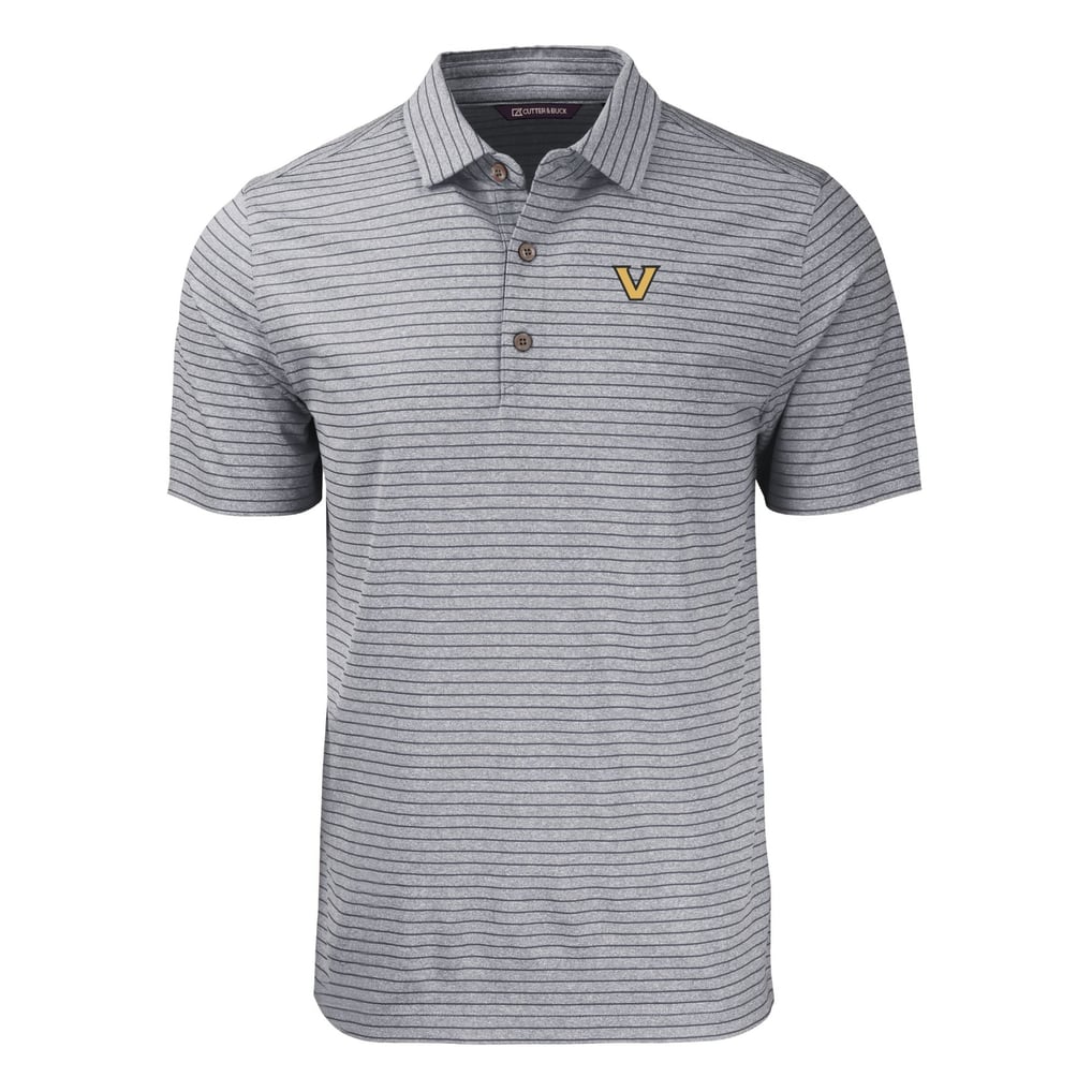  Vanderbilt Commodores Cutter & Buck Forge Eco Heathered Stripe Stretch Recycled Polo - Heather Black