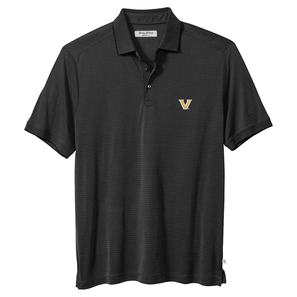 Vanderbilt Commodores Tommy Bahama IslandZone Bay Stripe Polo - Black
