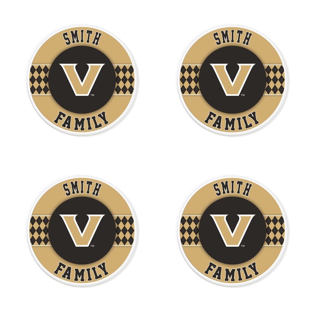 Vanderbilt Commodores 4" Personalized Circular Coasters 4-Pack Set
