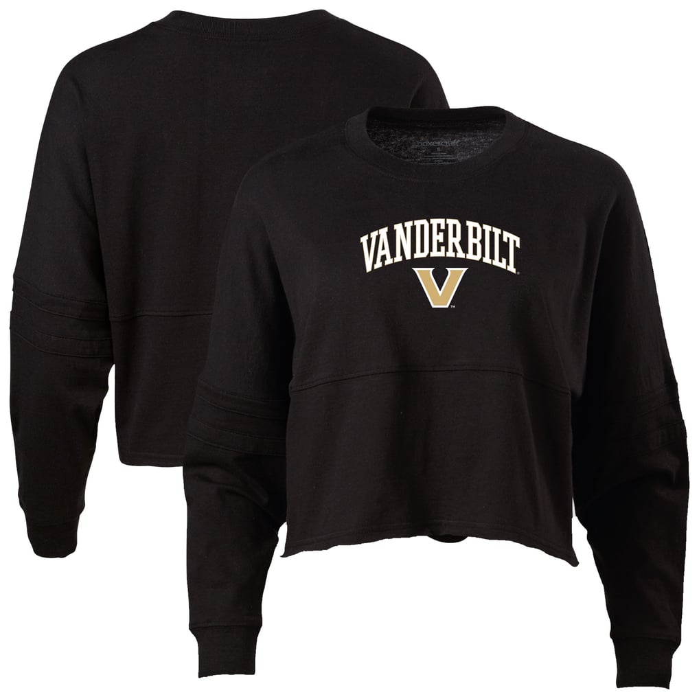 Vanderbilt Commodores Women's Oversized Cropped Retro Long Sleeve T-Shirt - Black
