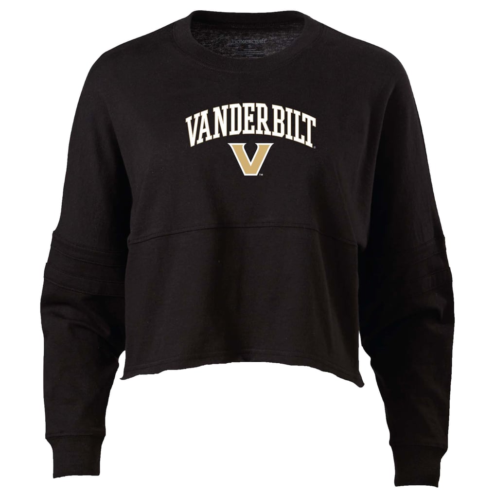 Vanderbilt Commodores Women's Oversized Cropped Retro Long Sleeve T-Shirt - Black