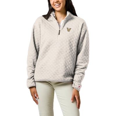  Vanderbilt Commodores League Collegiate Wear Women's Highland Quilted Quarter-Zip Pullover Top - Cream